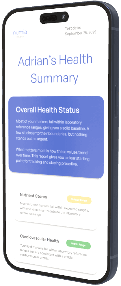 Adrian's Health Summary on phone